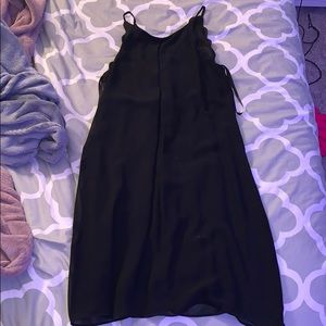 Plain Black Flowy Mini Dress
